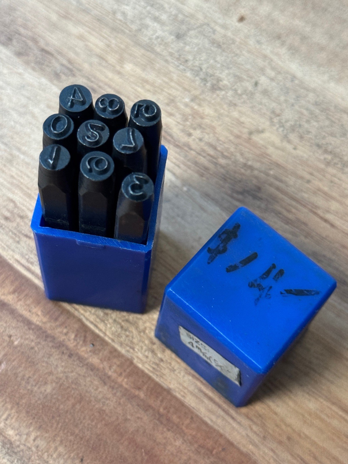 Vintage Set of x10 1-9 4mm Iron Number Stamps Punches Metal Woodwork Leather