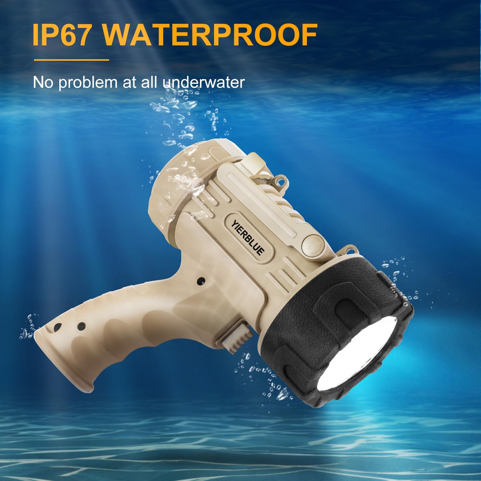 YIERBLUE Rechargeable Spotlight Flashlight with 2000000 High Lumen LED, Pearl