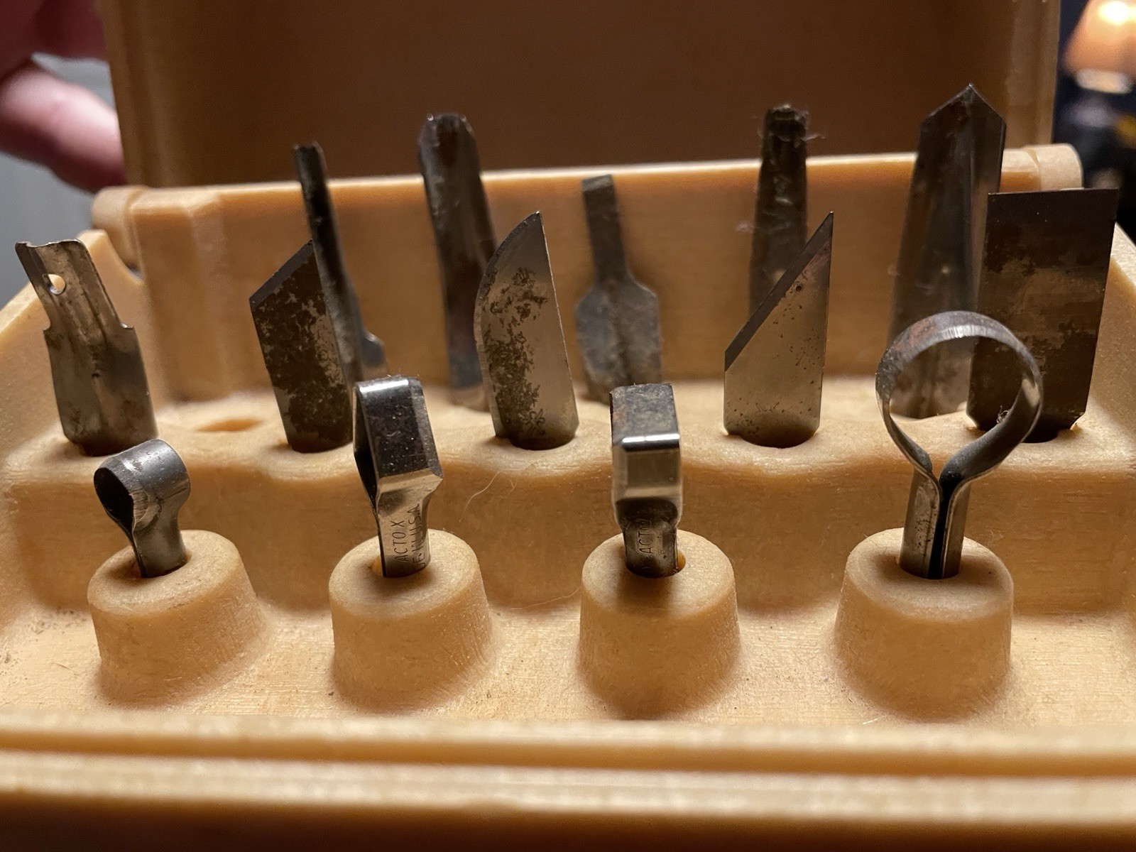 Vintage X-Acto Knife And Tool Set No. 75 Hard Plastic Case.