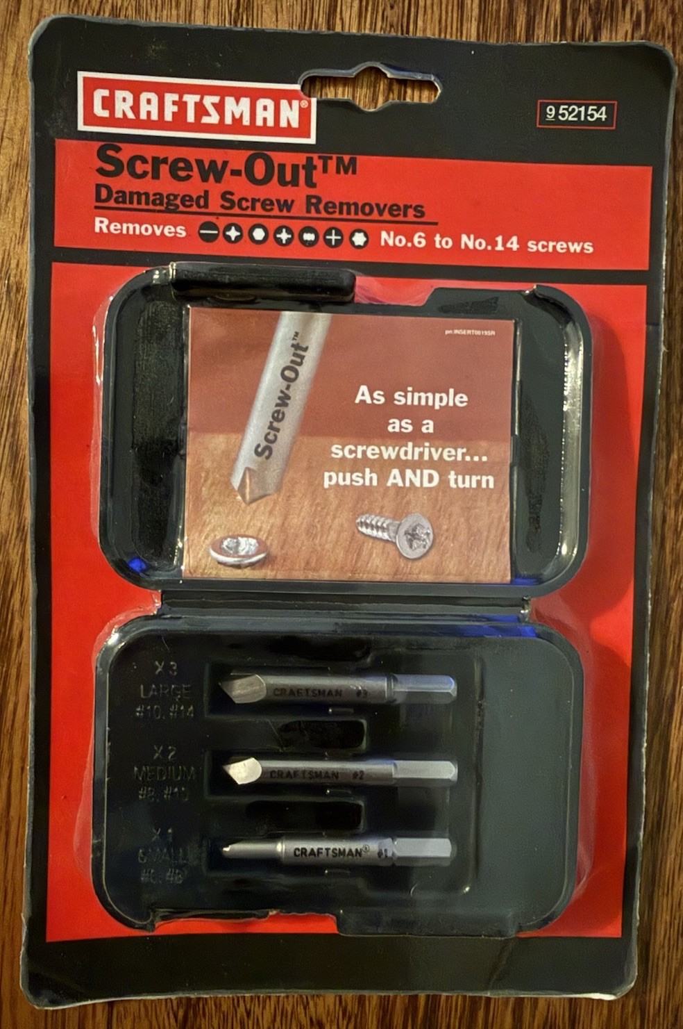 NOS Craftsman 52154 Screw-Out Damaged Screw Remover Set 3pc Made in USA