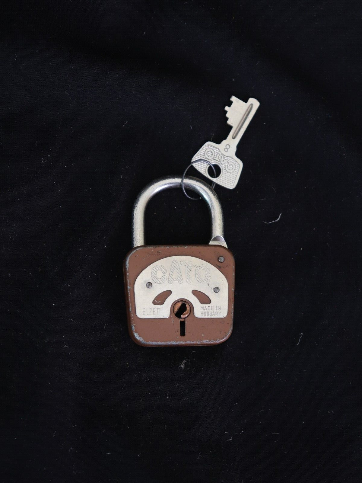 Antique Cato Elzett Padlock, Rustic Brown, Original Key, Made in Hungary, Work
