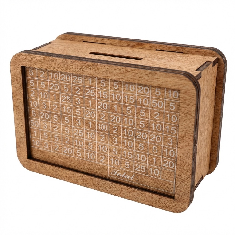 Wooden Cash Box with Counter for Home Office and Business Money Storage Solution