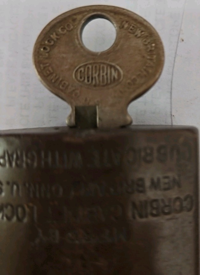 Vintage Corbin Padlock With Key. Working. Made In New Britian, Conn. USA.
