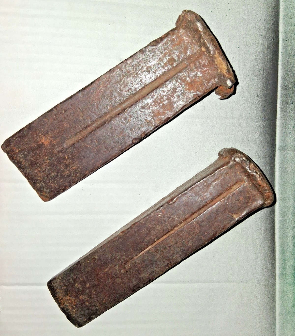 Vintage steel wood splitting wedges 7 1/2″ X 2″ & 7″ X 2 1/4″