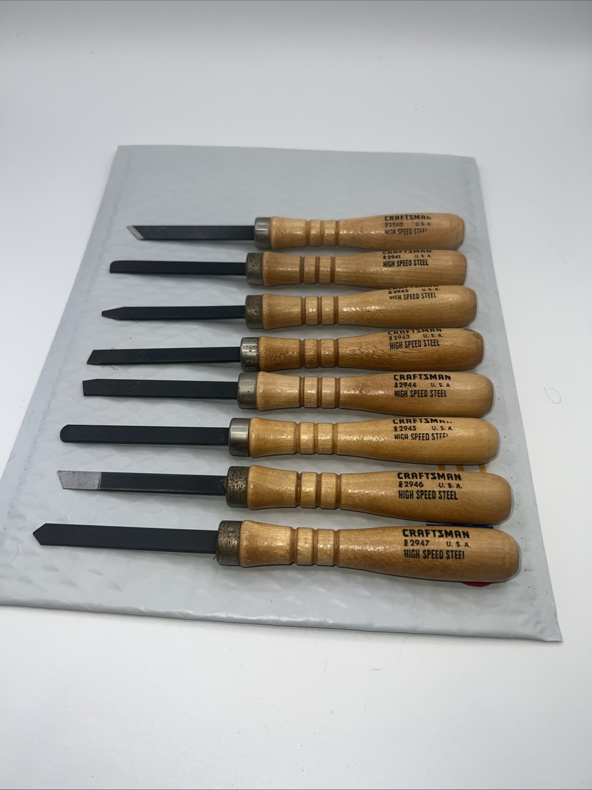Vintage CRAFTSMAN High Speed Steel Lathe Wood Turning Set 8 Pcs USA 2940-2947