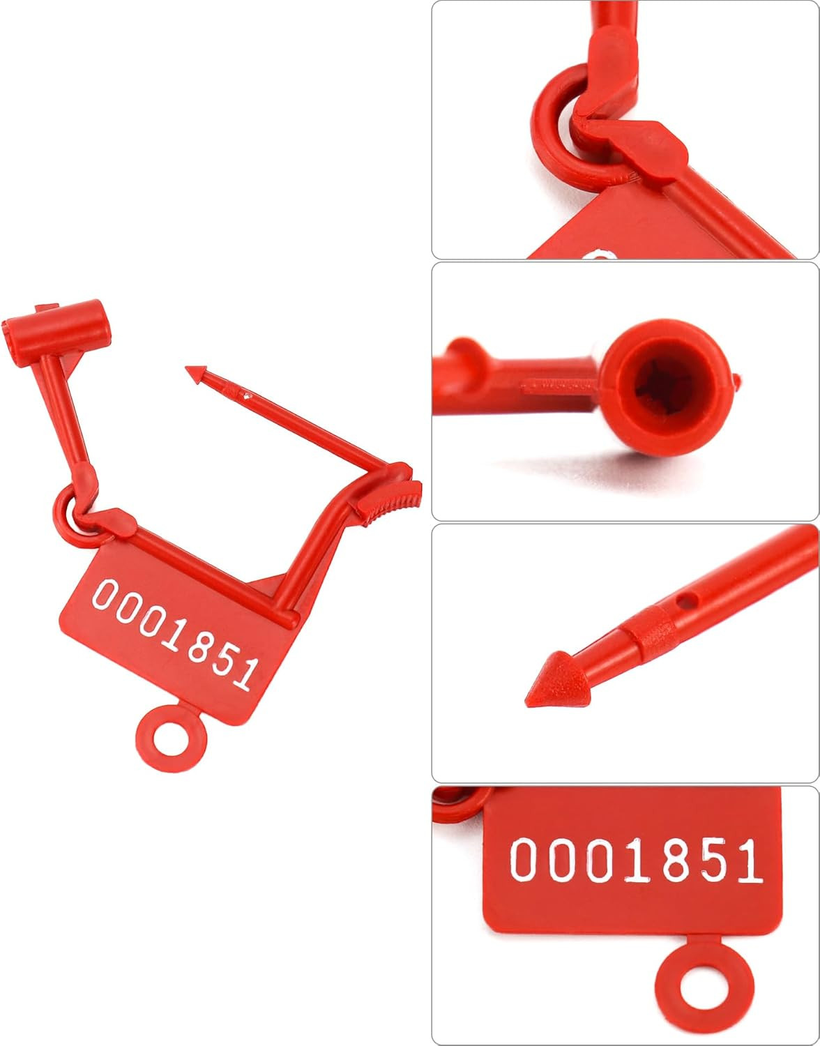 250pcs Red Plastic Security Padlock Seals Numbered Tamperproof Self Lock Tag Use