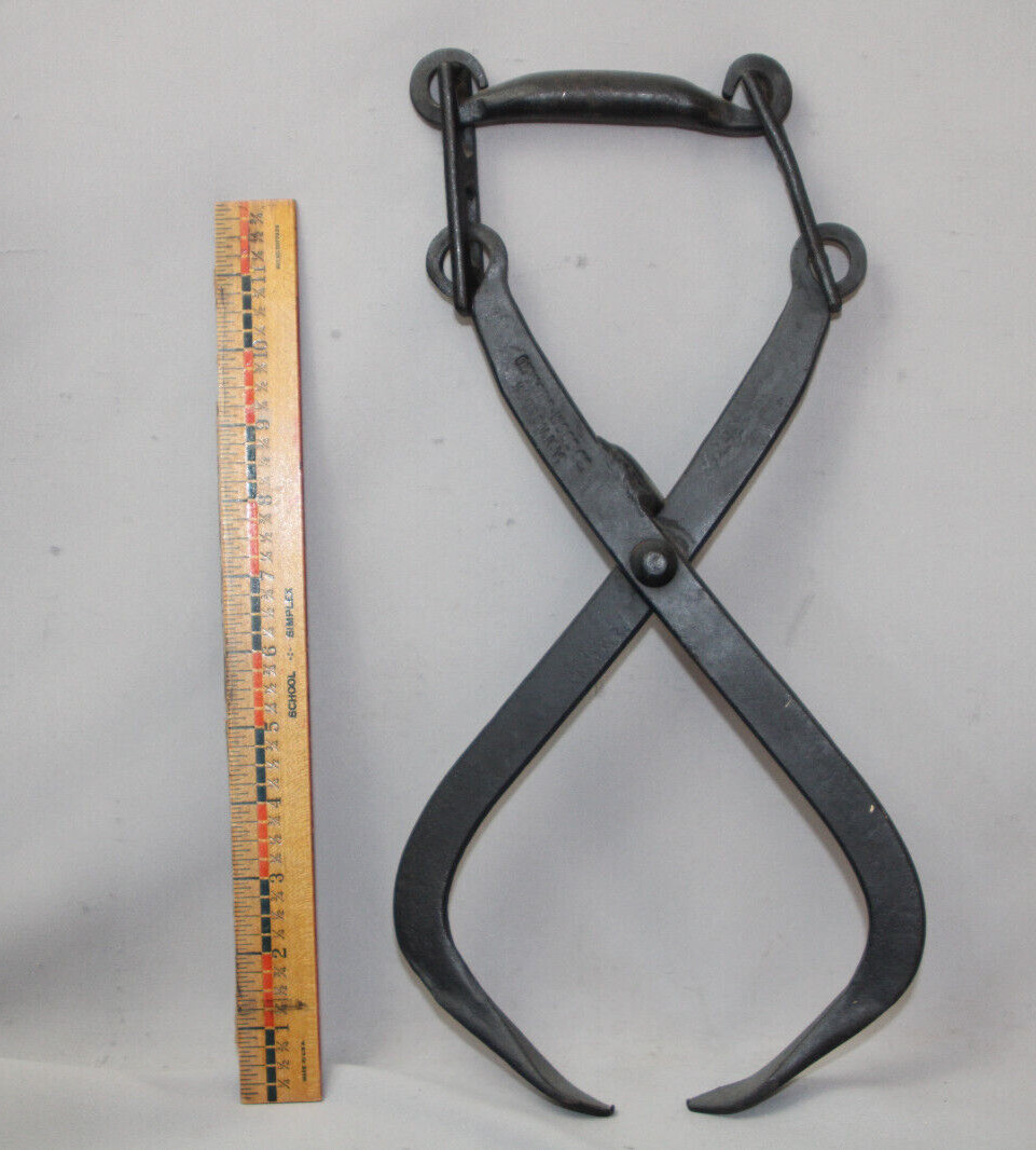 Primitive Antique Vintage Gifford Wood Company Metal Log/ice Tongs Inv#AB68