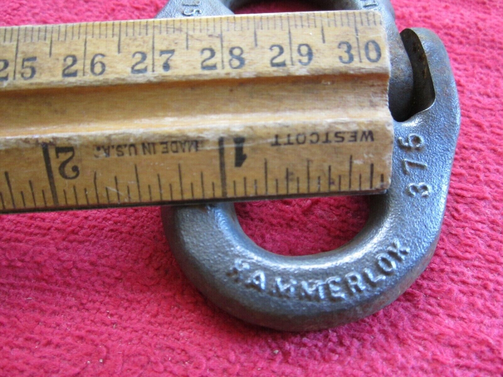 ANTIQUE VINTAGE HAMMERLOCK #375 3/8″ IRON SHACKLE LOG CHAIN SPLICE PIN TYPE LINK