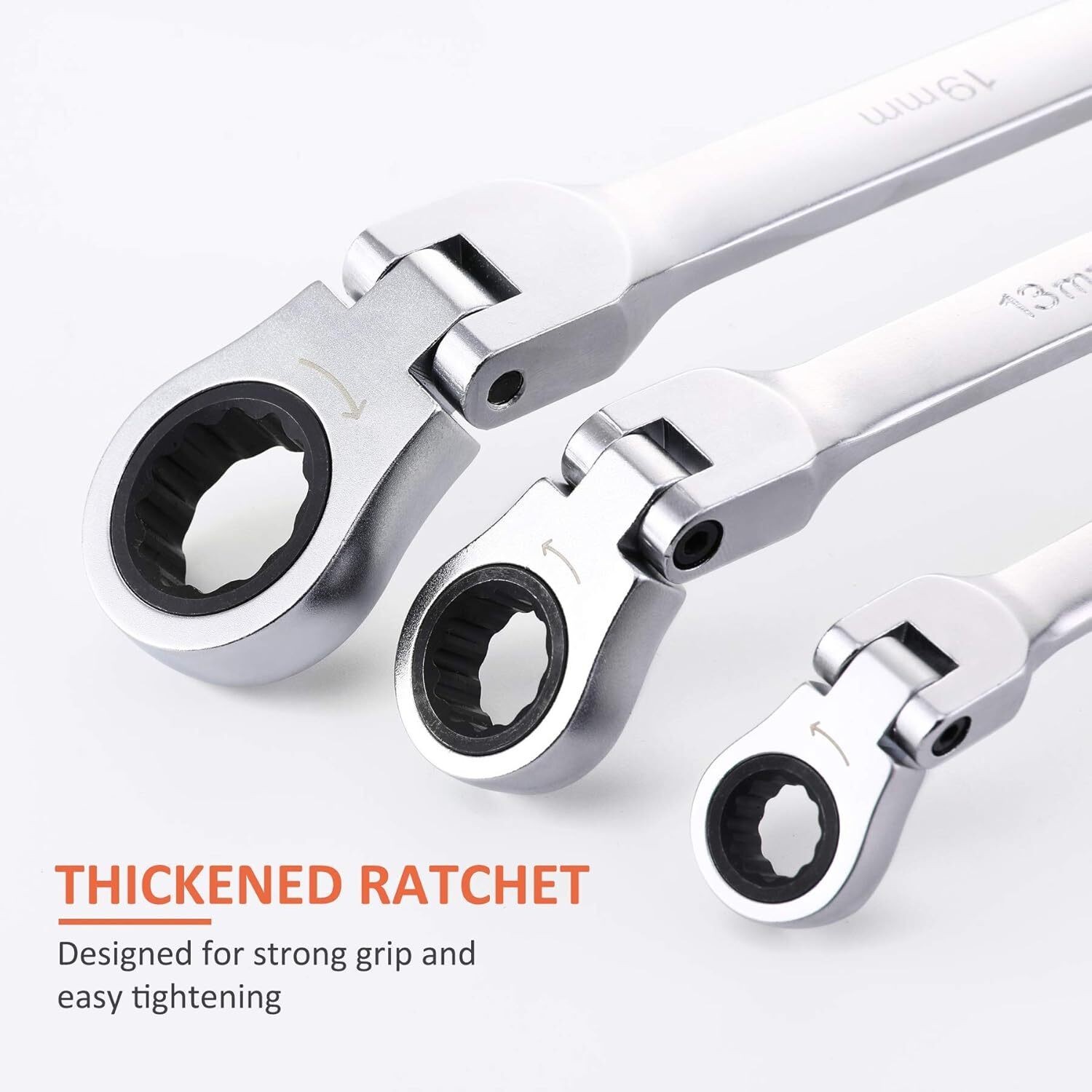 6-Piece Metric 8mm-19mm Extra Long Gear Ratcheting Wrench Set XL Extended Handle