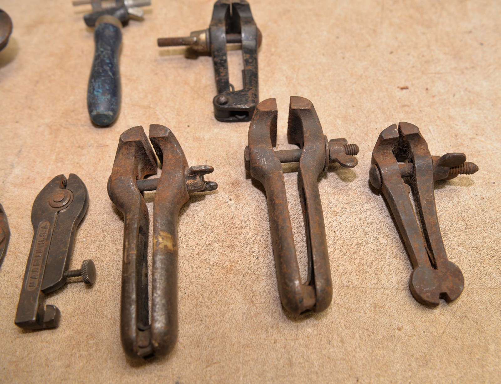 9 vintage hand pin vise blacksmith forged collectible holding antique tool lot