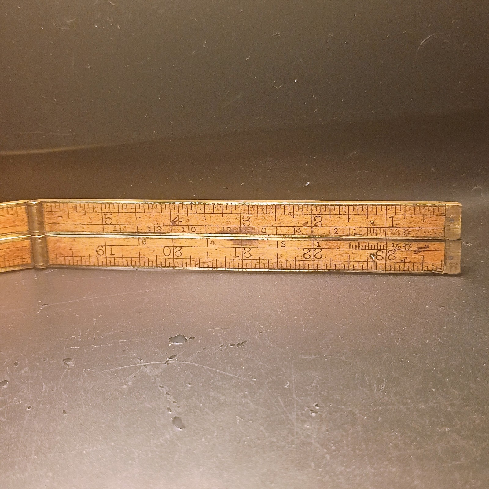 Antique 1905-1920 2 Foot Boxwood & Brass Folding Ruler Stanley No62