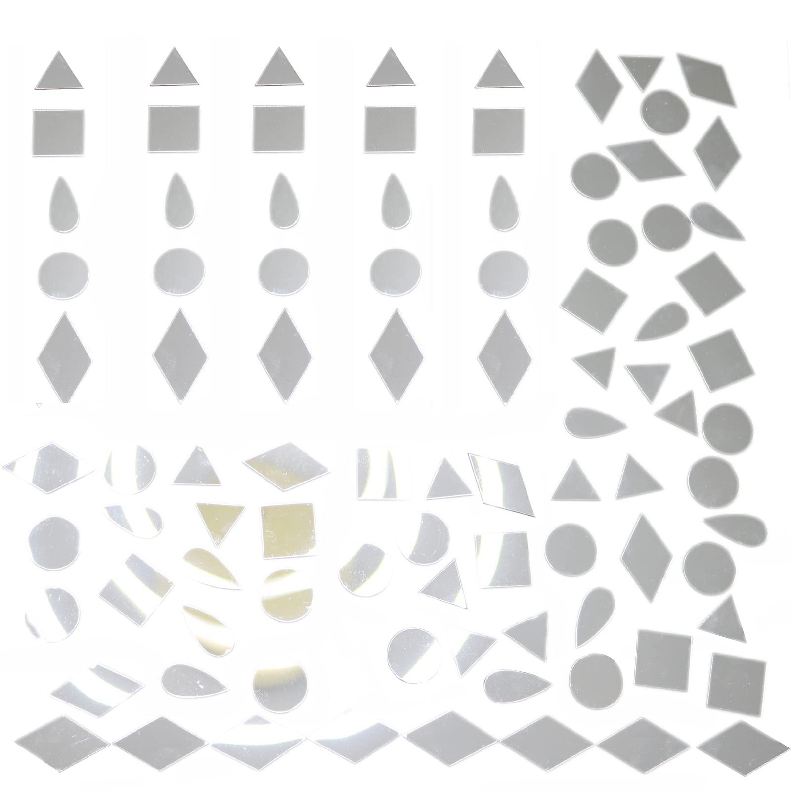 Squares & Triangles Mirror Mosaic Tiles – Round, Teardrop & Diamond Shapes – …