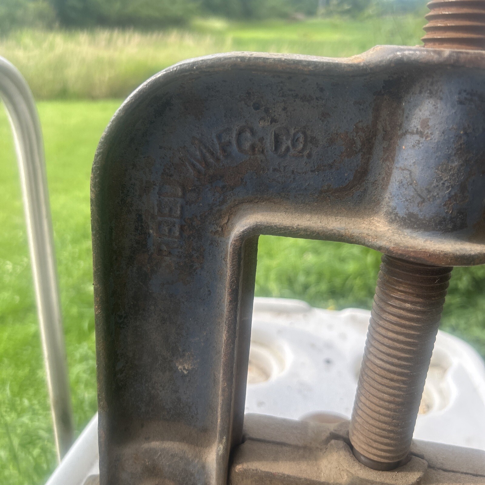 Reed Mfg. L1914 Erie Pa Co. No. 63 Pipe Clamp Bench Vise – Vintage – Red