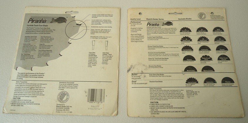 Two Older Black & Decker 6-1/2″ Circular Saw Blades : Piranha & Super Sharp