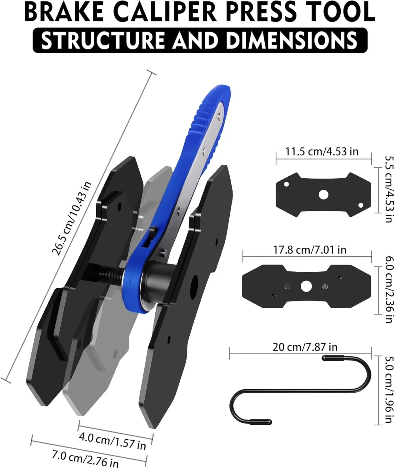 Brake Caliper Compression Tool 360 Degree Ratchet With Plates And Gloves For…