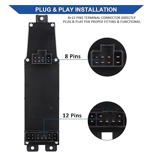 Master Power Window Switch and Bezel 56049805AB, Compatible Driver Side Black
