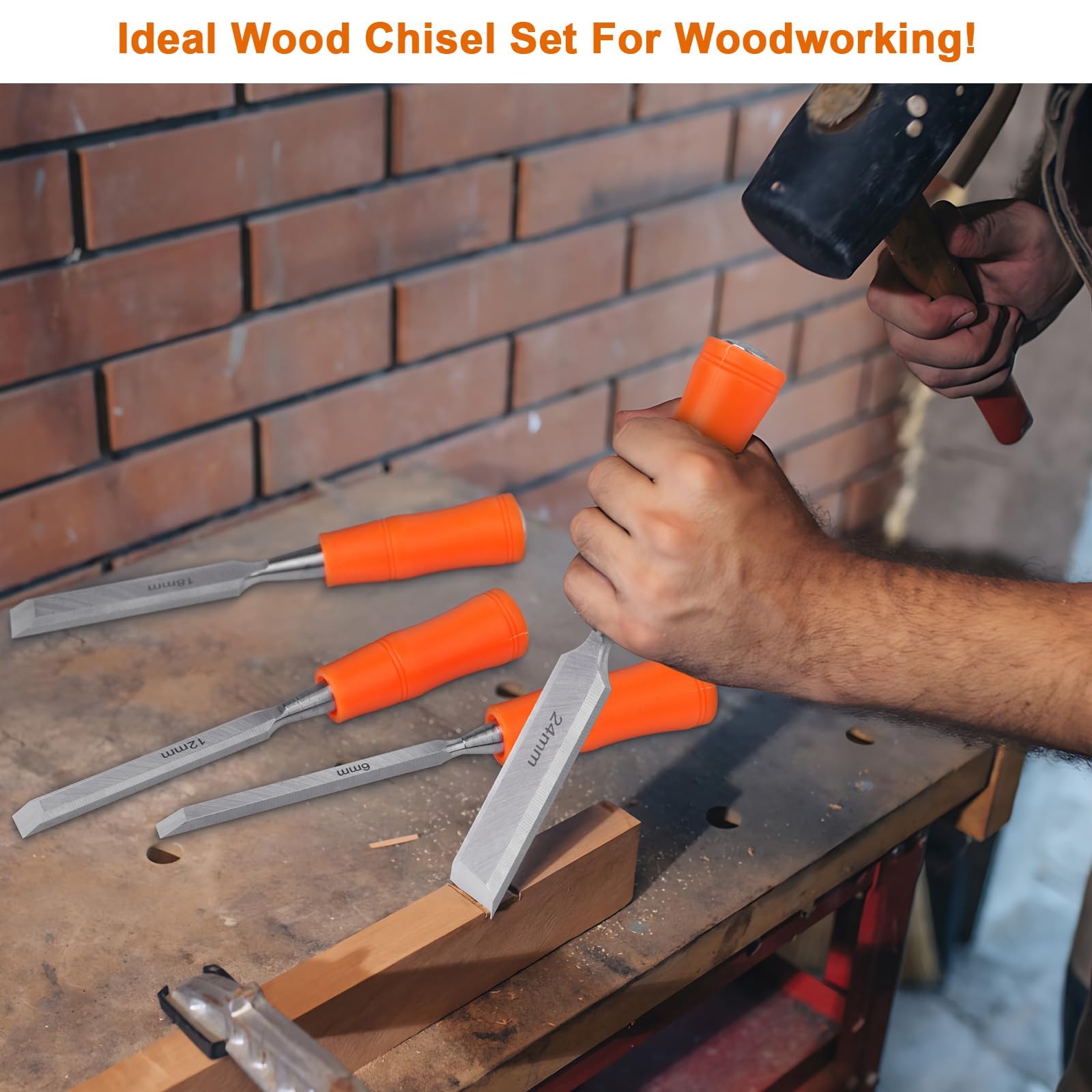 Juego de cinceles para madera de 4 piezas, herramientas para trabajar la madera