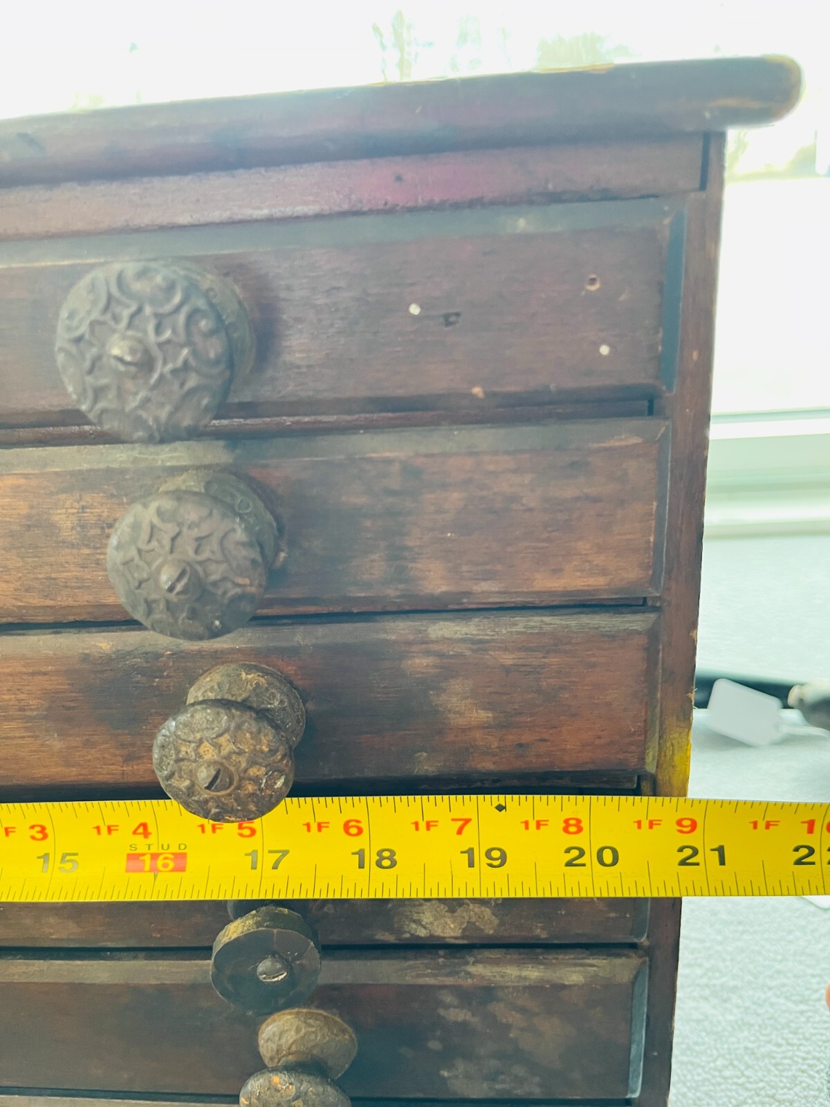 Antique Machinist Chest With Original Handles, Dividers 6 Drawers