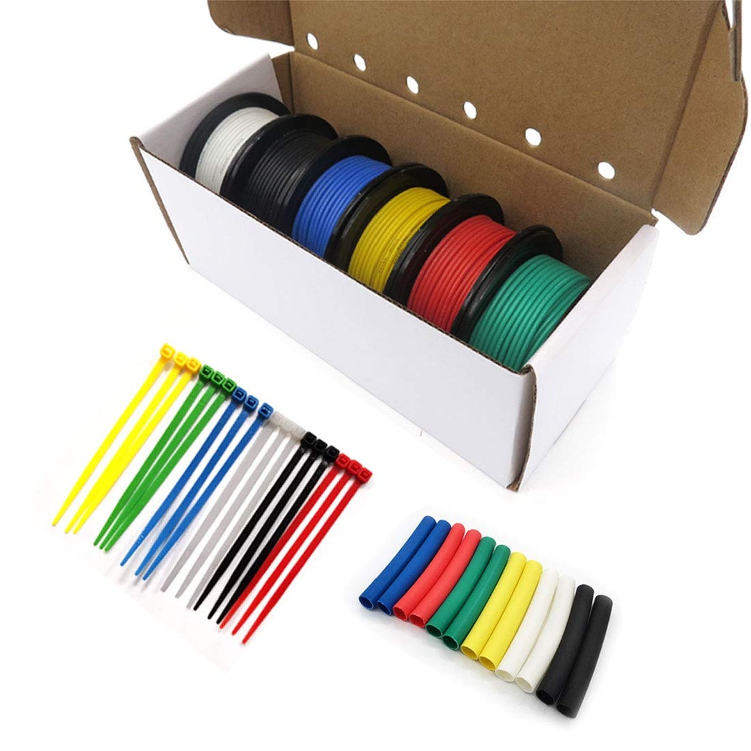 Fermerry 26 AWG Stranded Wire Spool 5ft Each 6 Colors Flexible 26 Gauge Silic…