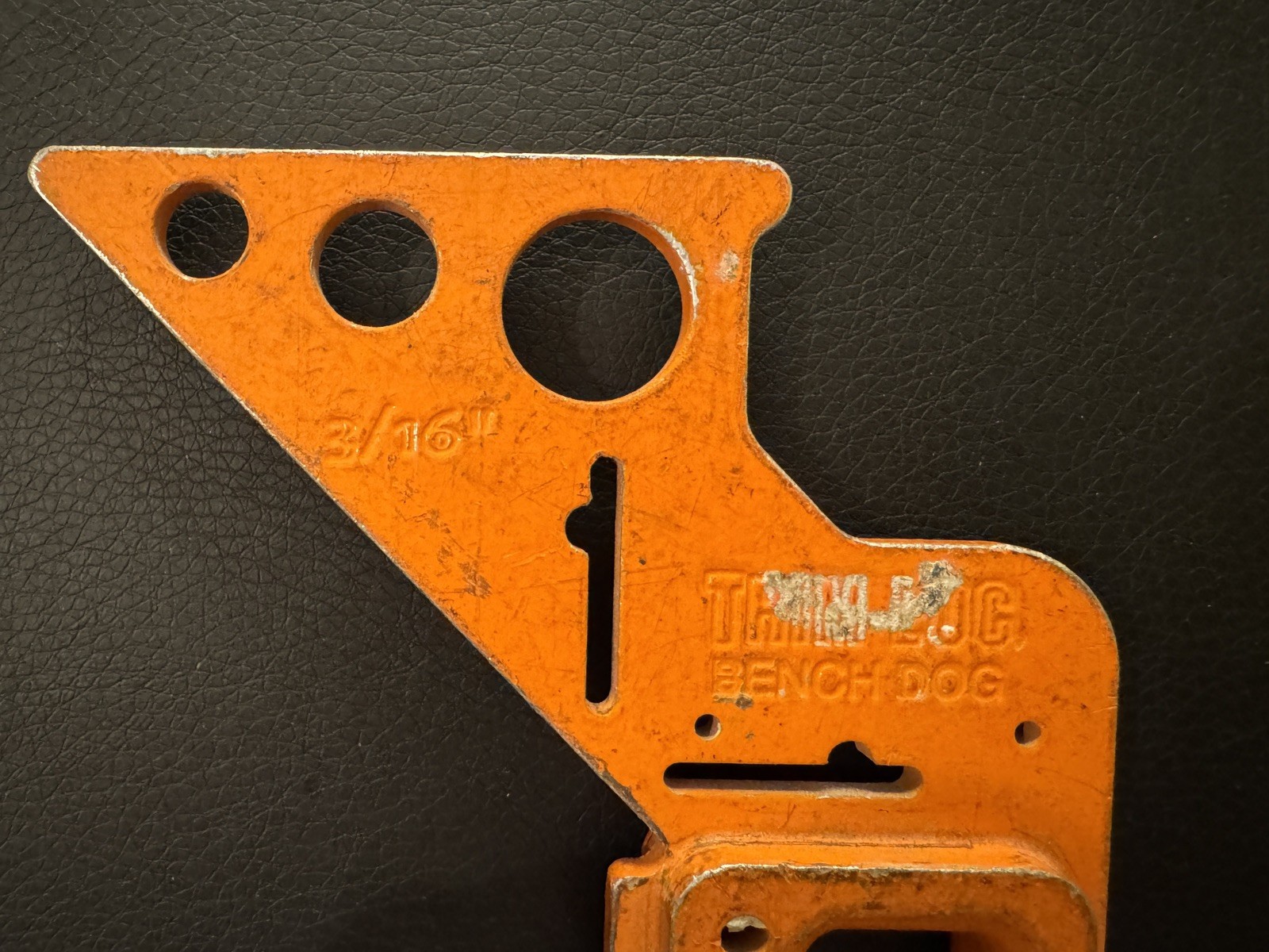 Vintage Temple TC Bench Dog Hold Down Woodworking Clamp Tool Orange
