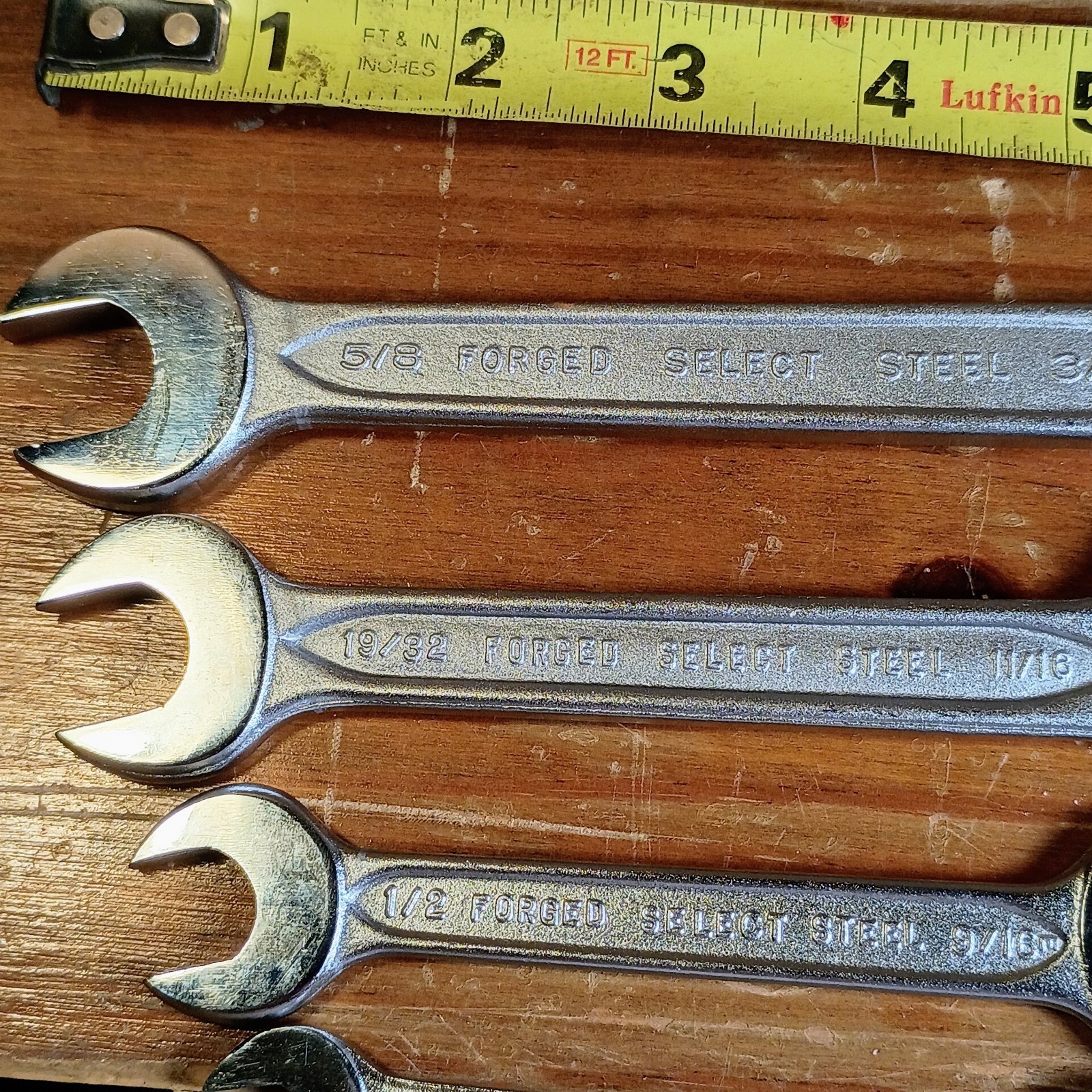 Set Of 5 Vintage Forged Select Steel In USA Indestro Wrenches In Clip
