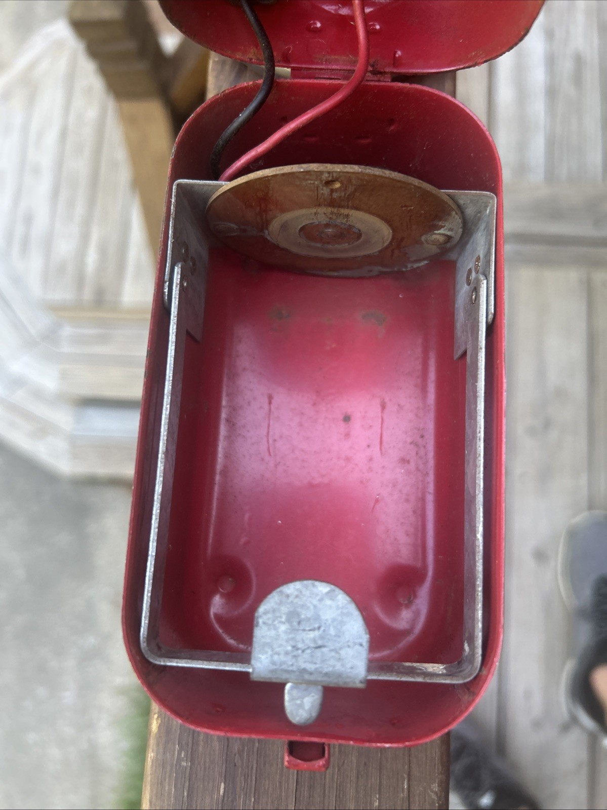 Vintage Teledyne Big Beam Model 166 Hand Lantern Red Steel Chrome Flashlight 6V