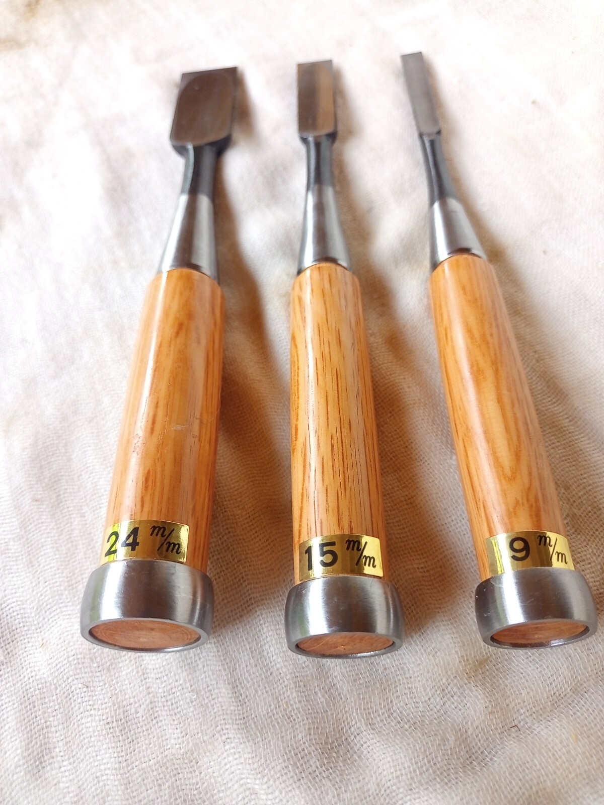 Set of Three Professional Japanese Bench Chisels/Oire Nomi 9mm,15mm,24mmYANAGAWA