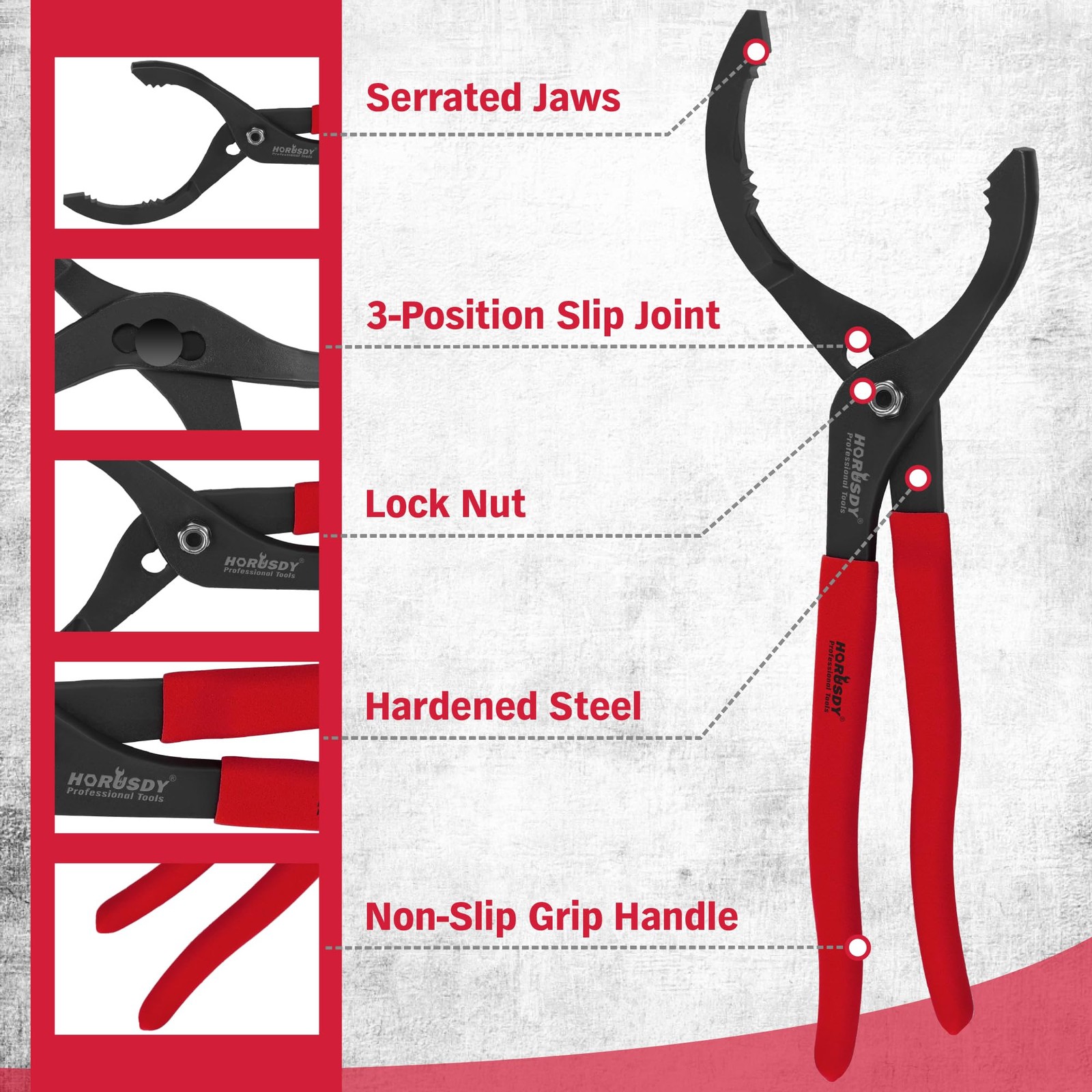 HORUSDY 12″ Adjustable Oil Filter Pliers, Adjustable Oil Filter Wrench Removal T