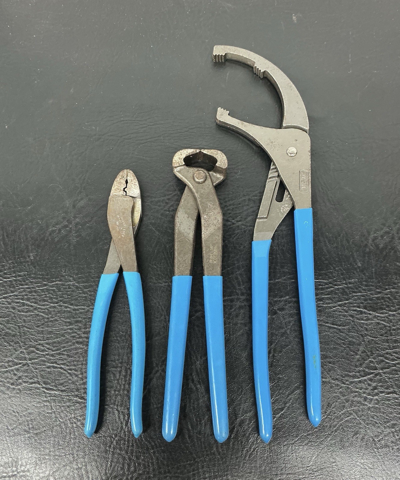 3 Lot Channellock Pliers 909 Crimping 215 Oil Filter 148-10 End Cutting Nipper