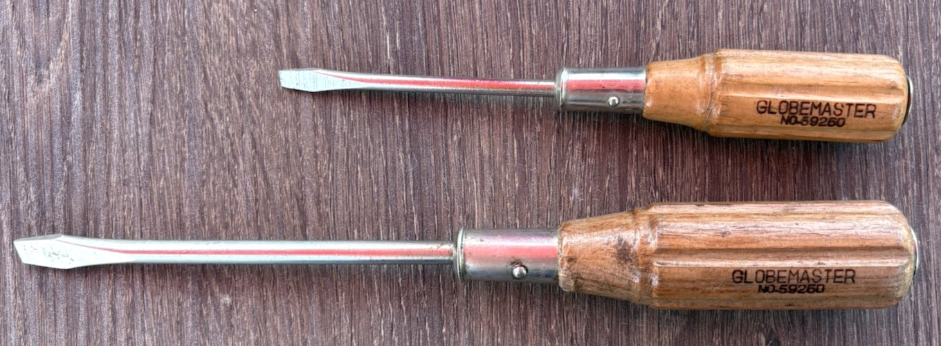 Vtg Globemaster Slotted Screwdriver Set with Striking Caps Mod # 59260 & 59250