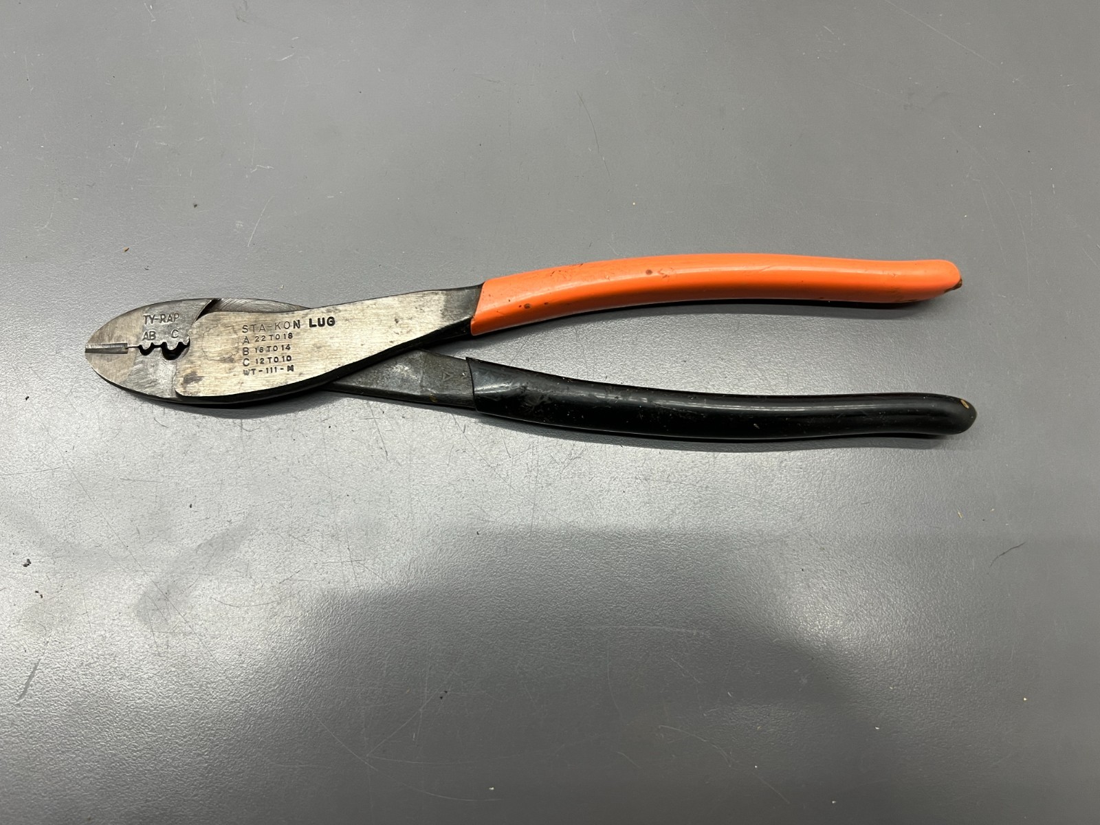 (m) THOMAS & BETTS STA-KON LUG WT-111-M 10″ CRIMPING PLIERS CRIMPERS – VGC – USA