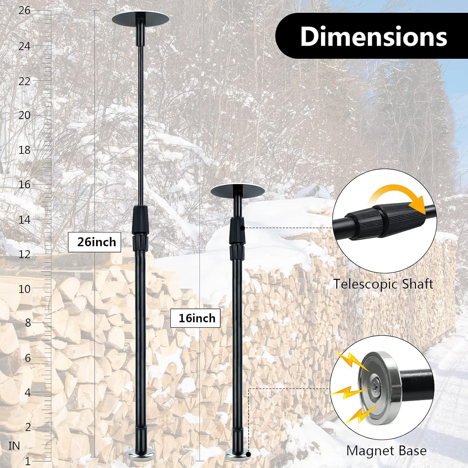 Durable Steel Firewood Gauge with Magnetic Base – Effortless Length Adjustment