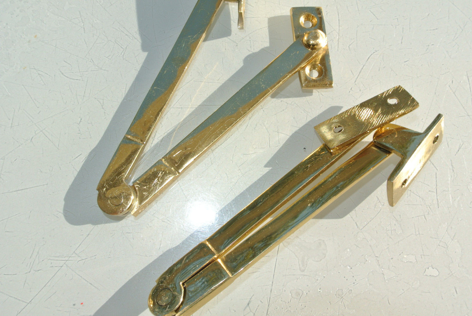 2 STAY old style house lid BOX antiques catch hinge DOOR heavy POLISHED 4.1/2 “