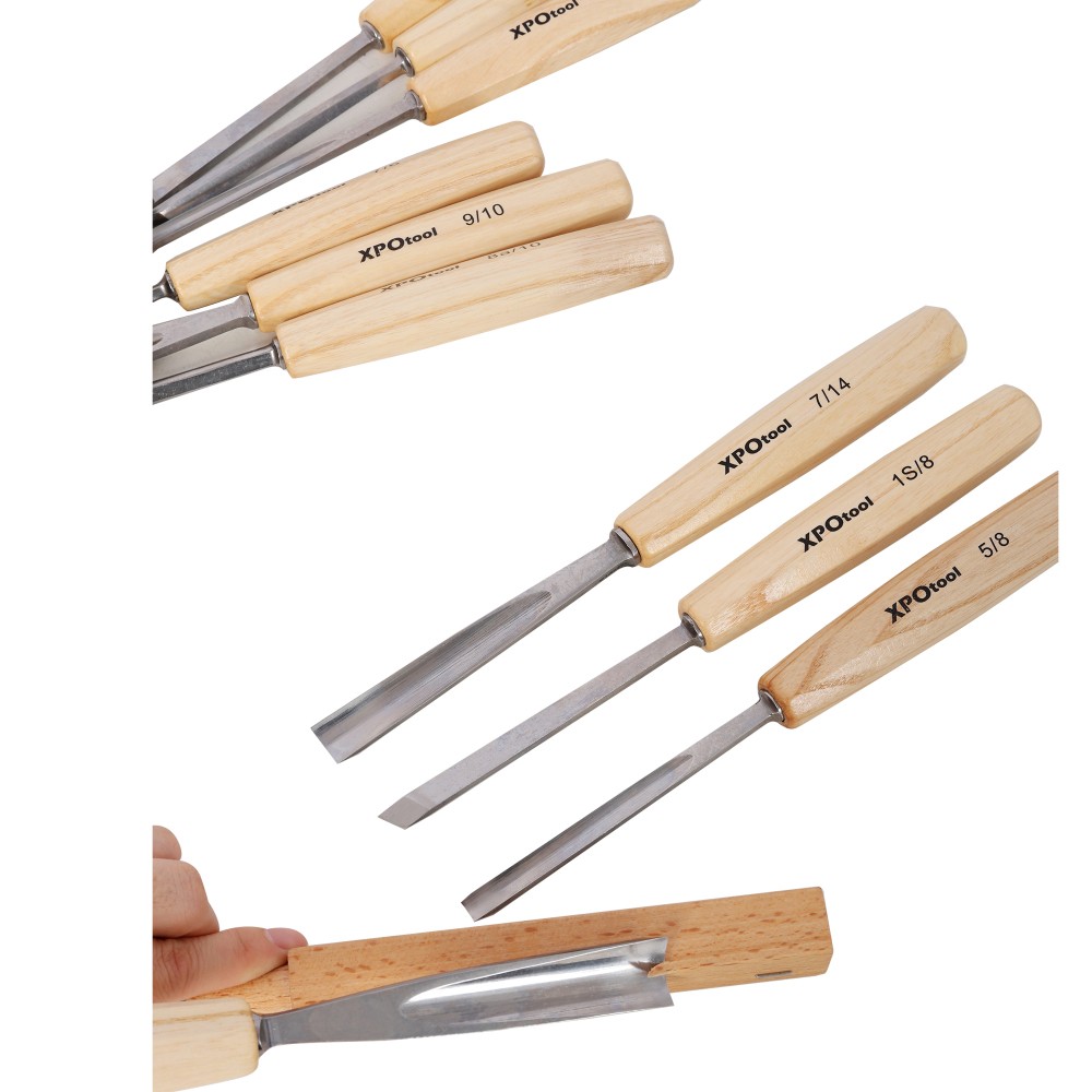 12Pcs Professional Wood Carving Chisel Set 60CRV Steel Blades Wood Carving Tools