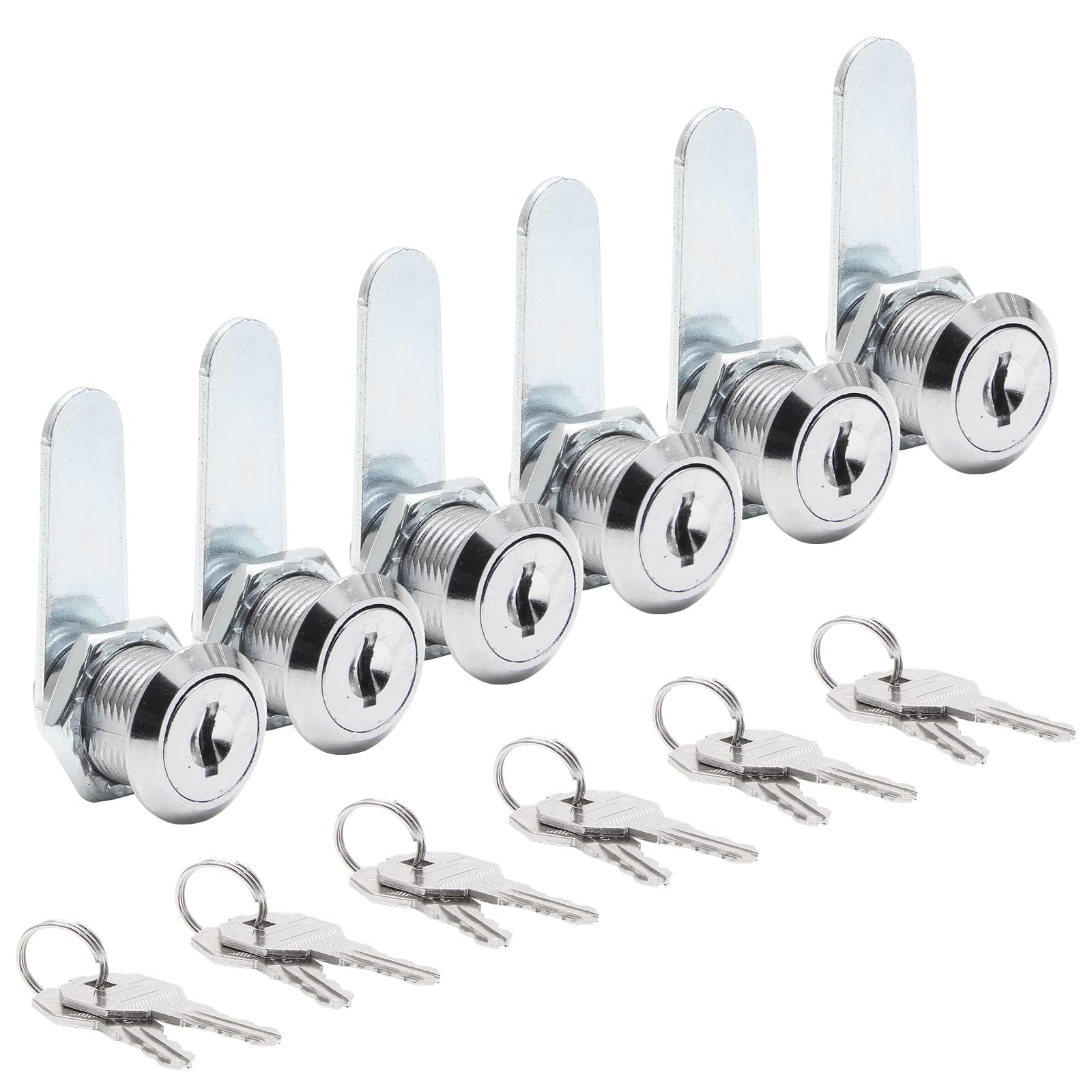 Uenhoy 6 Pack Cam Locks, Keyed Alike – 3/4″ (20mm) Set for 3/4 Inch, Silver