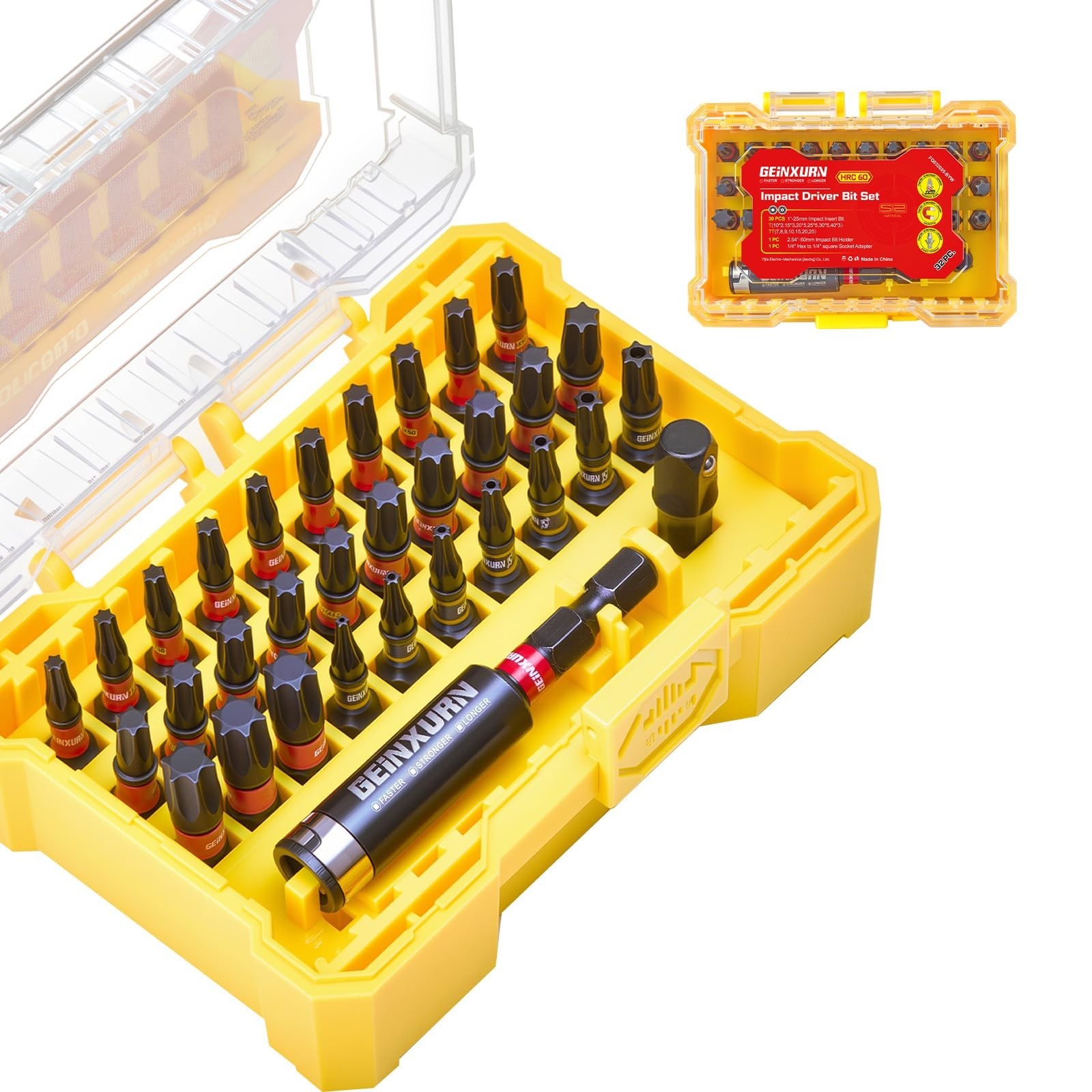 32Pieces Impact Screwdriver Bits Set, S2 Steel Magnetic Torx/Security Torx Mu…