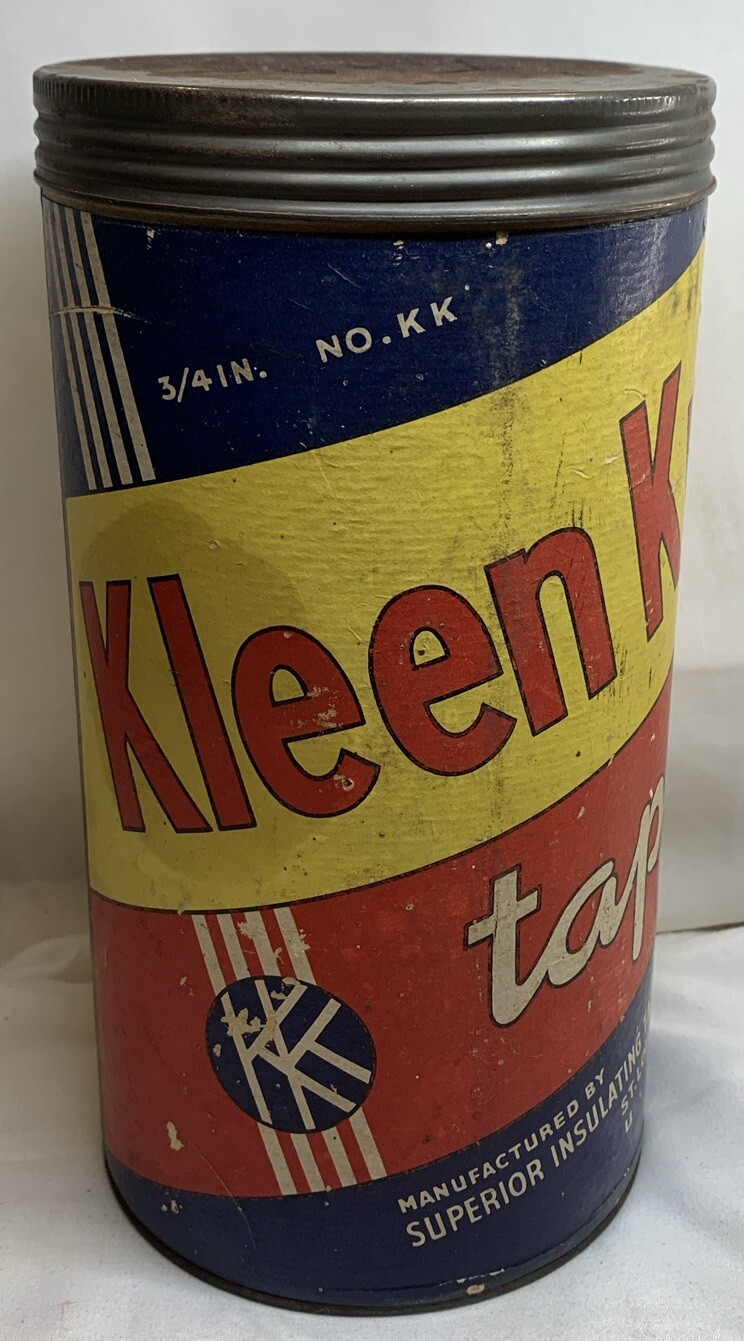 Kleen Kut 3/4 Inch Non Ravel Friction Tape Vintage Container With Rolls Of Tape