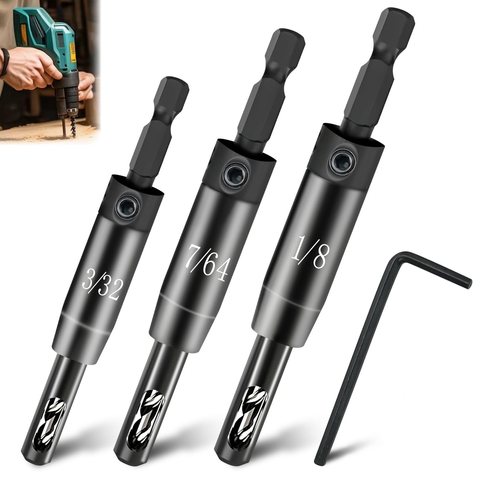 Upgraded Self-Centering Hinge Drill Bit Set, VIX Bit Self Centering Drill Bit…