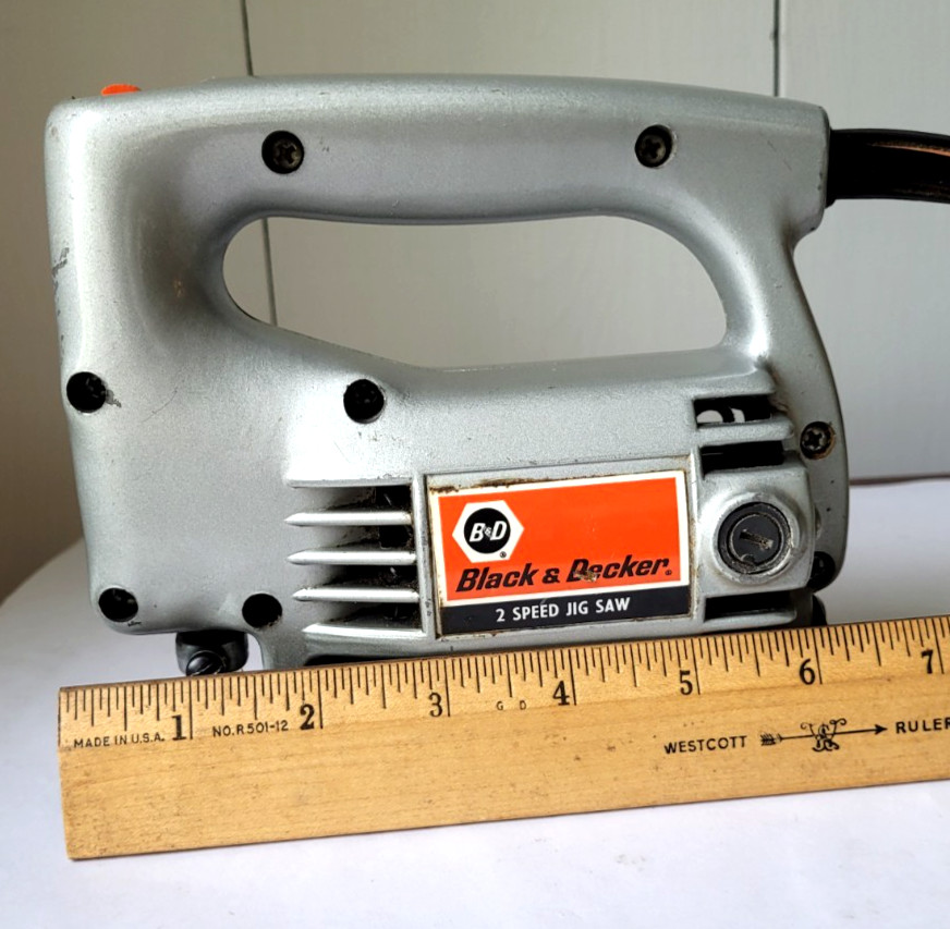 Vintage Black & Decker 7518 2-Speed Jig Saw Kit 7517 Jigsaw Blades, Case, Guide