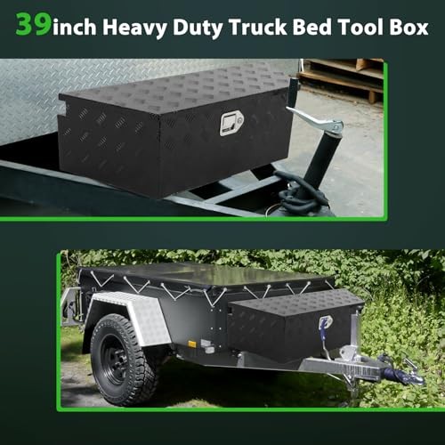 39″ Aluminum Truck Bed Tool Box – Diamond Plate Heavy Duty Crossover Modern