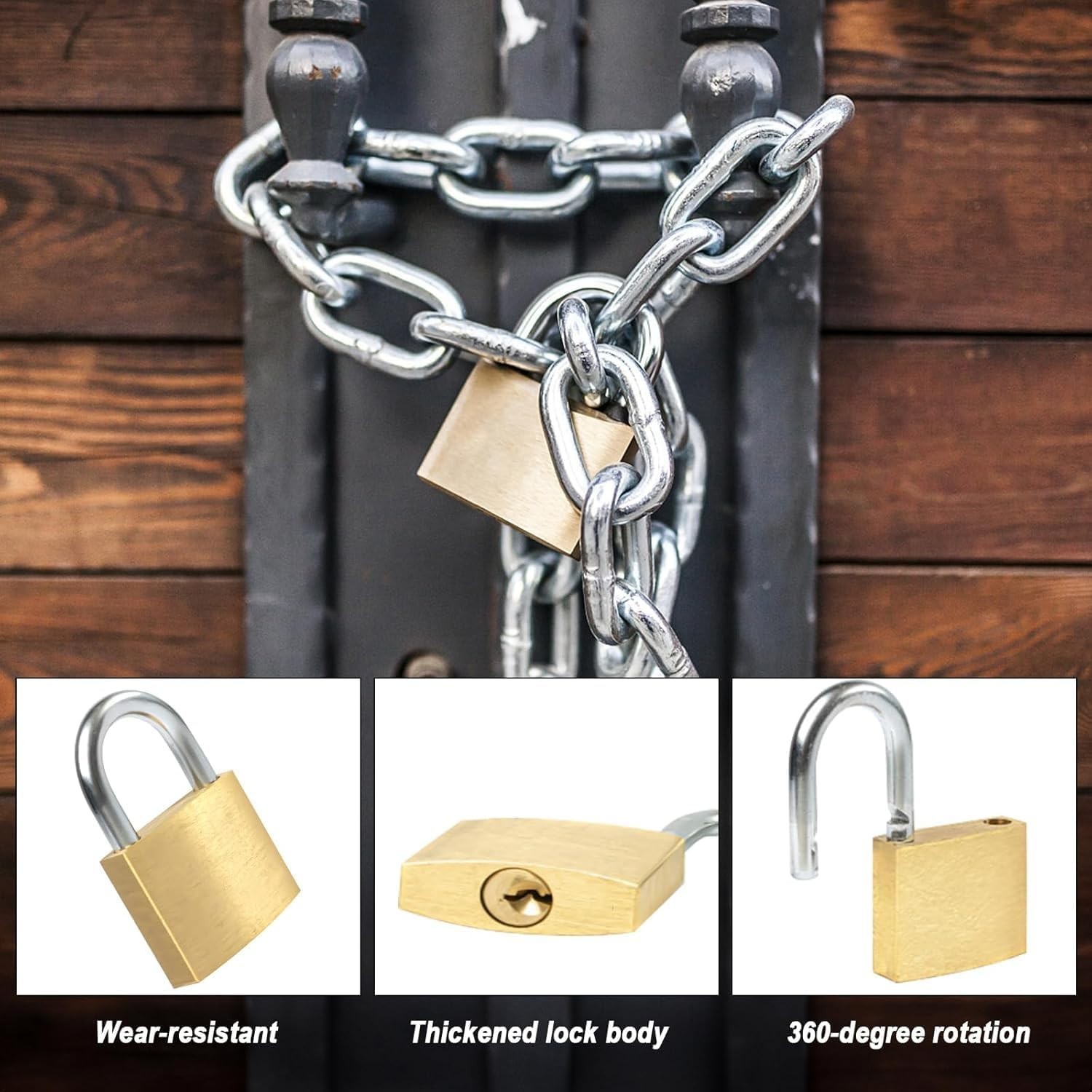Durable Small Brass Padlocks Set with 6 Keys – Ideal for Indoor/Outdoor Storage