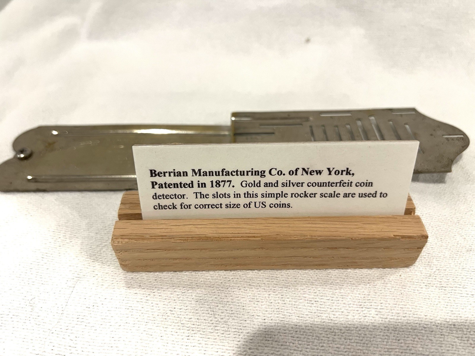 1877 Berrian Manufacturing Co. GOLD & SILVER COUNTERFEIT COIN DETECTOR SCALE