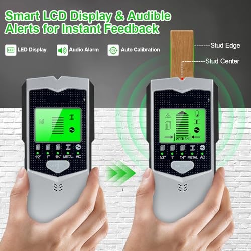 YuremBak 5-in-1 Stud Finder Wall Scanner Wood Metal AC Wire Detector LCD Display