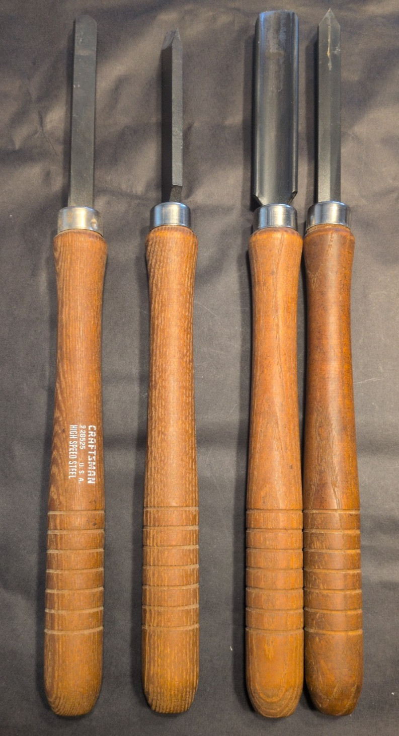Vintage Craftsman USA High Speed Steel Wood Lathe Turning Tool Chisel – 4 Piece