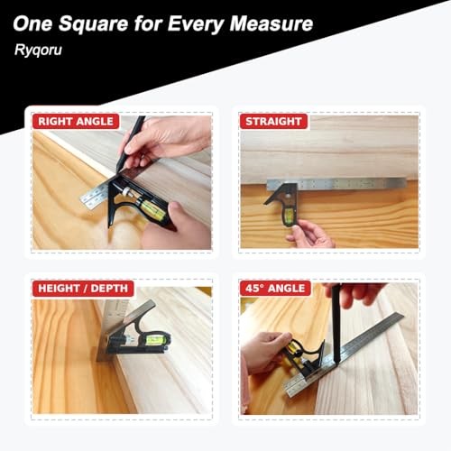 12-Inch Combination Square, Metric & Imperial, Etched 1/16 in & 1 mm
