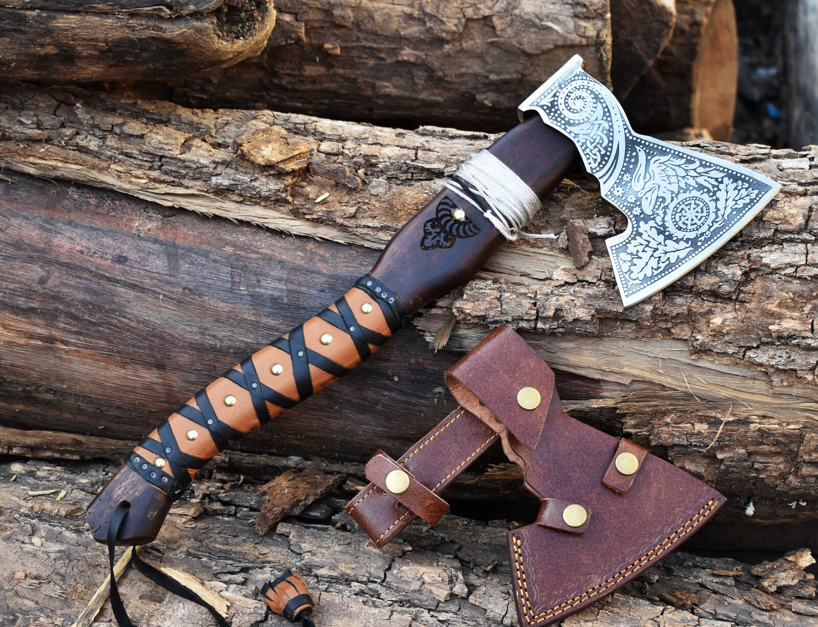 Handmade High Carbon steel Viking Axe Ash Wood Handle Hunting Camping OutdooTool