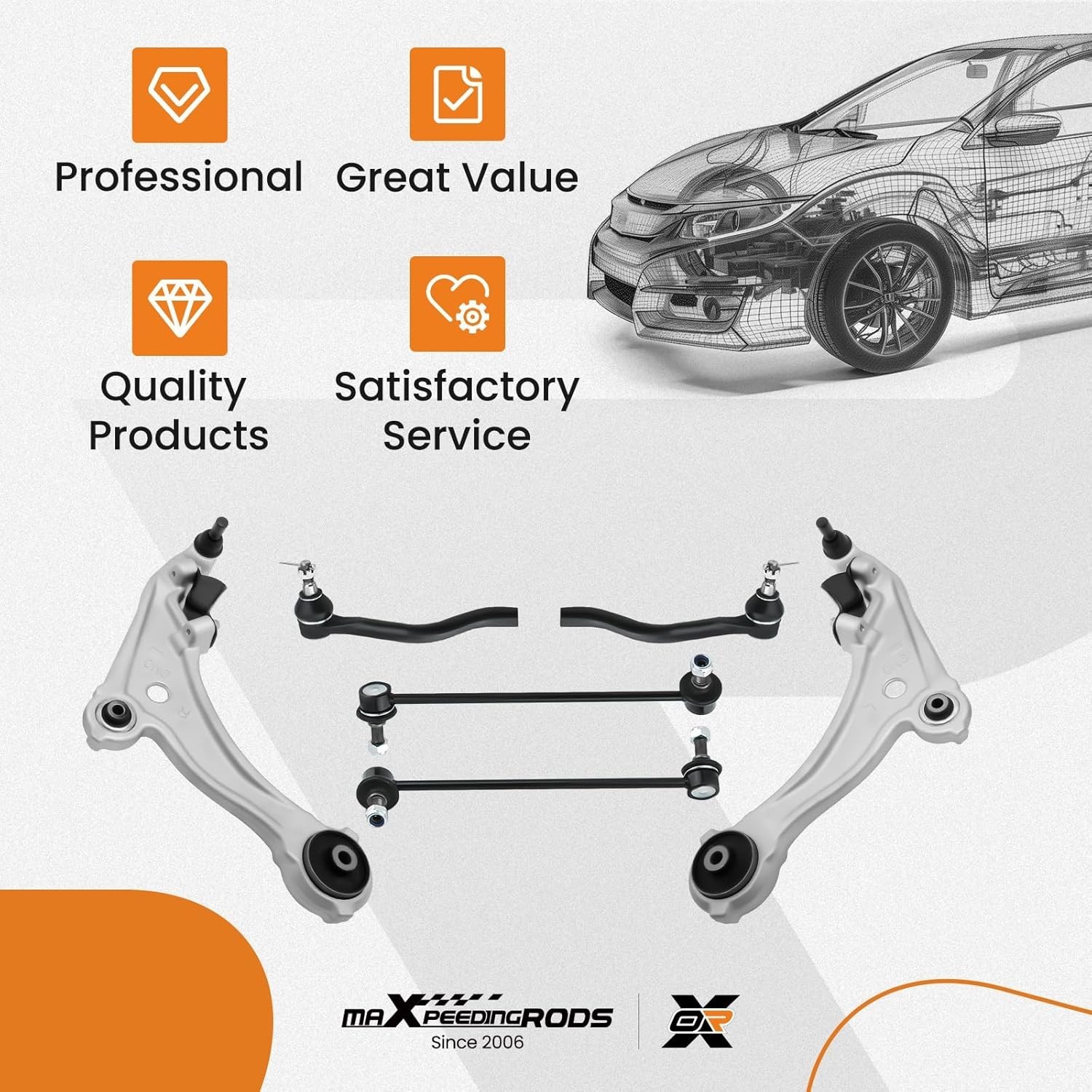 MaXpeedingrods 6Pcs Front Suspension Kit for Nissan Maxima 2009-2014, 2 Front