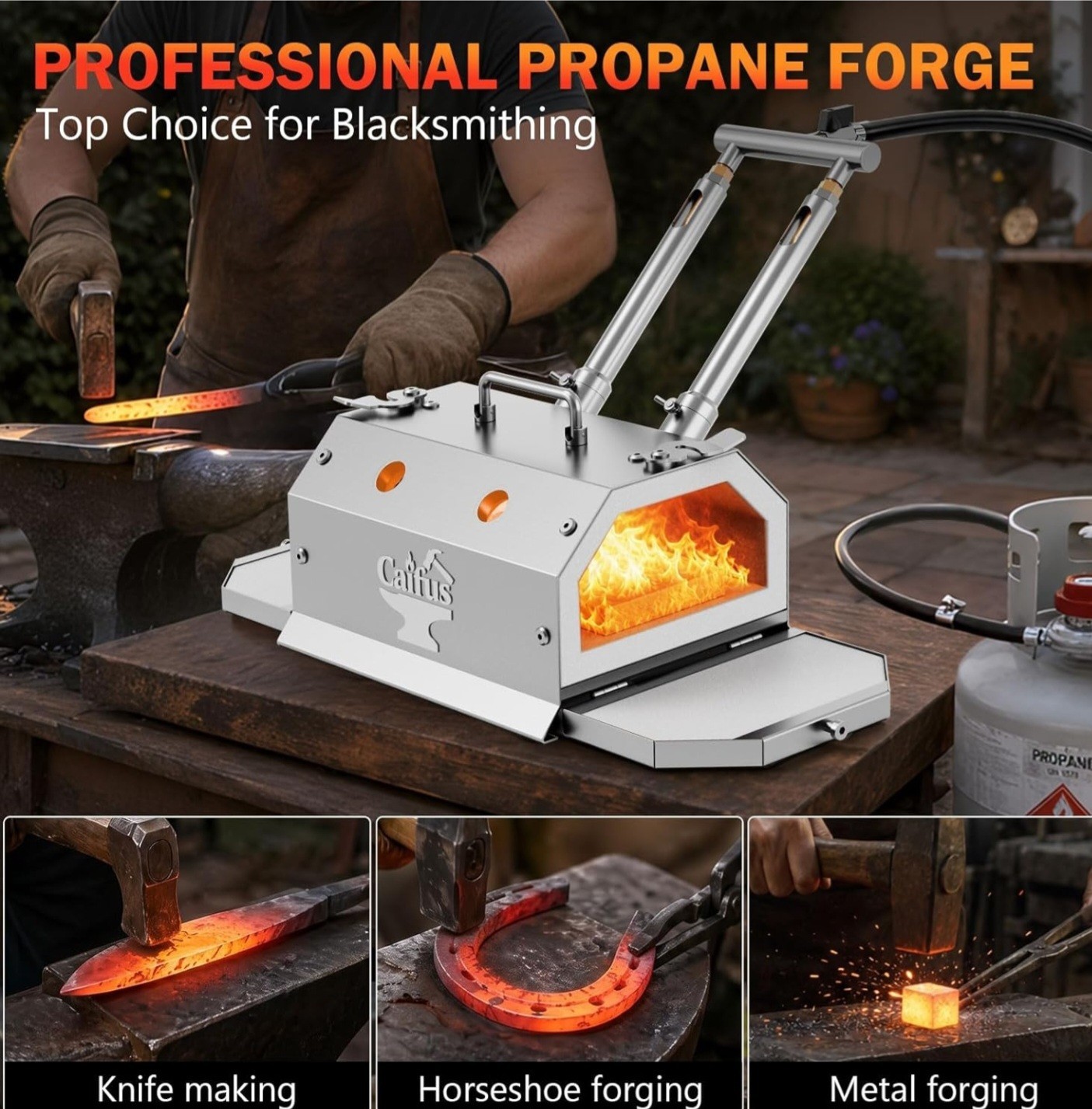 ​🔥 Professional 2-Burner Propane Forge Kit with Double Doors 🔥