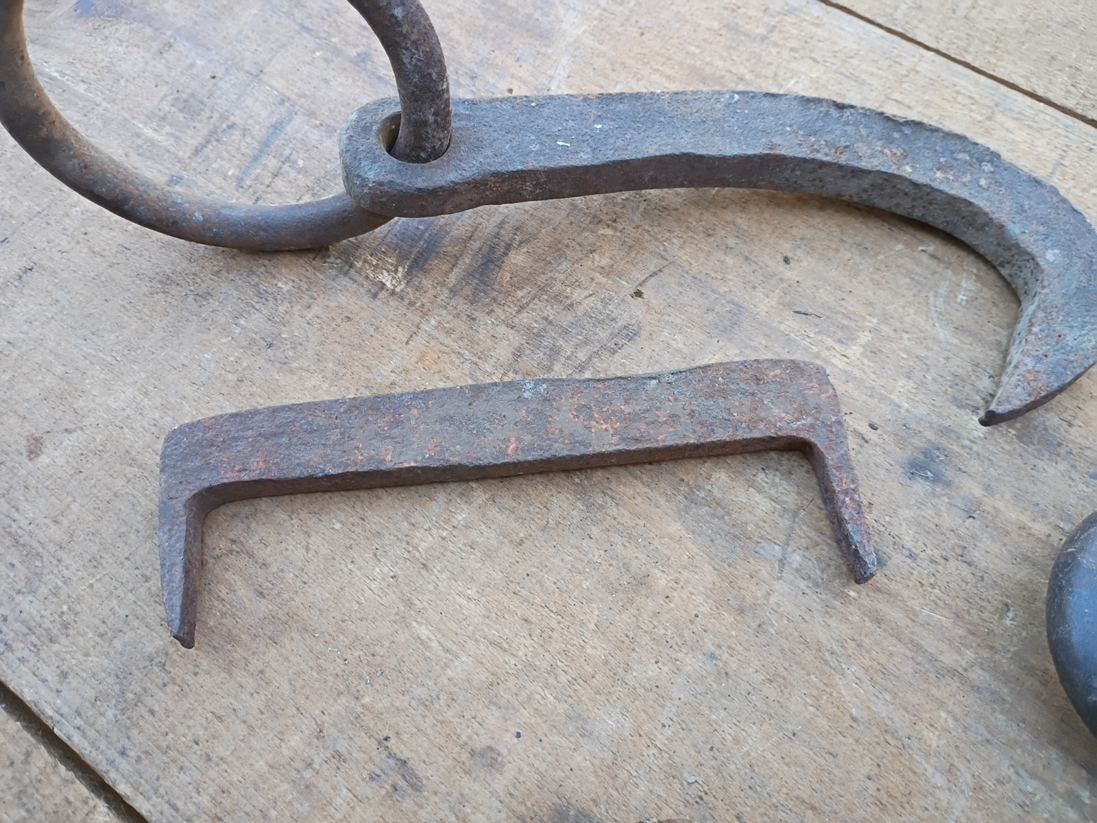 Lot Of Vintage Hand Forged Logging Hooks Log Dog Chain Logging Tools