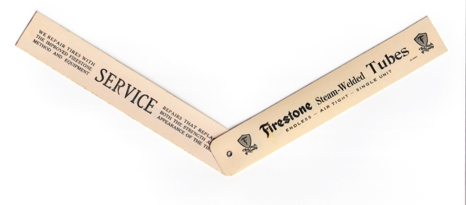 Firestone Tires Folding Celluloid Ruler Clatskanie OR Campbell’s Garage Vintage